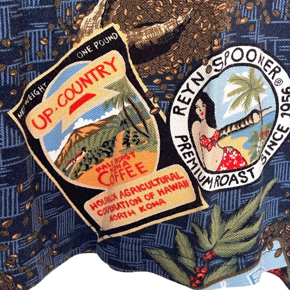 REYN SPOONER Kona Coffee Mens Size Large Multicolor Pullover Hawaiian Polo Shirt - Picture 8 of 8